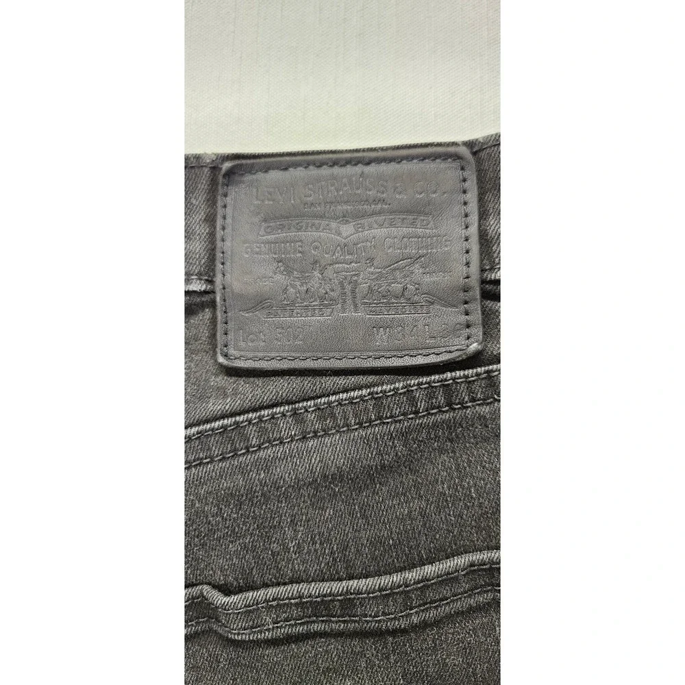 Levis 502R Taper Jeans Mens 34x36 Washed Black Night Shade Denim Big E